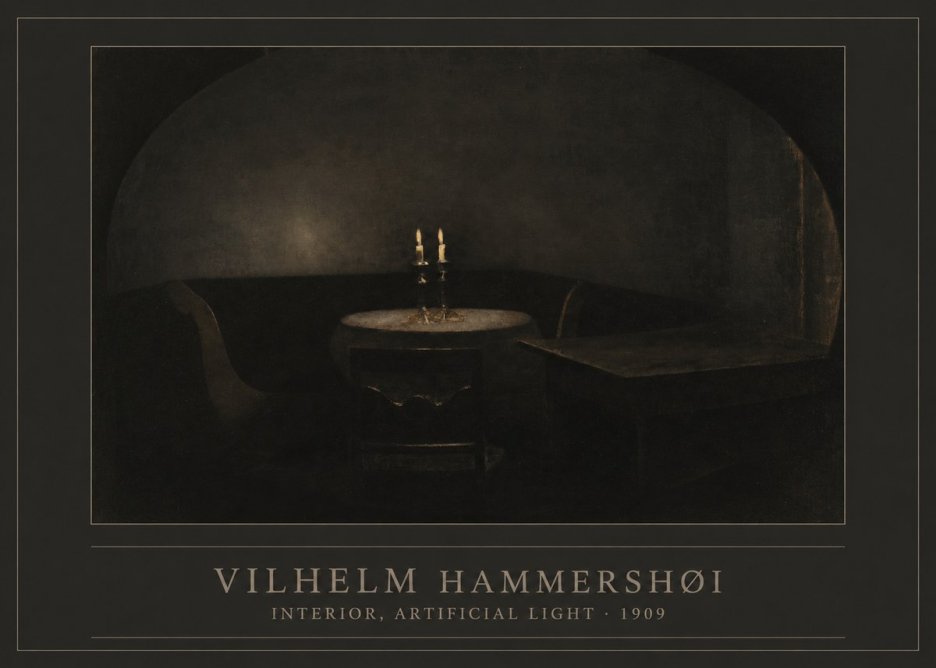 Vilhelm Hammershøi Interior, Artificial Light No1 - Póster