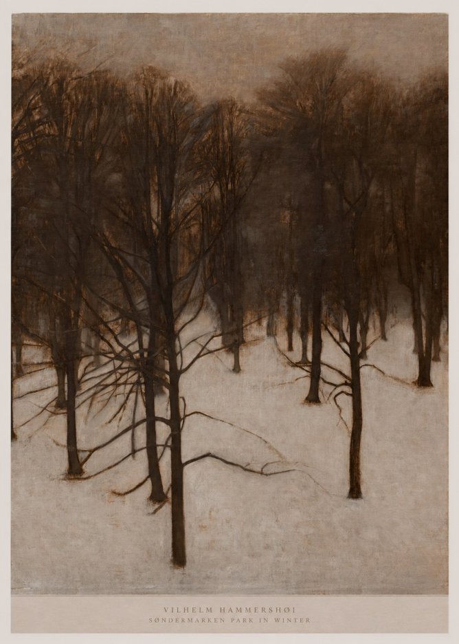 Vilhelm Hammershøi Søndermarken Park in Winter No5 - Póster