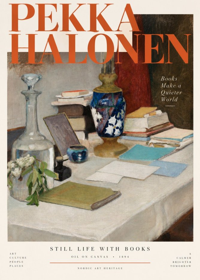 Pekka Halonen Still Life with Books No4 - Póster
