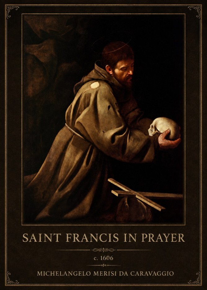 Michelangelo Merisi da Caravaggio Saint Francis in Prayer II No1 - Póster
