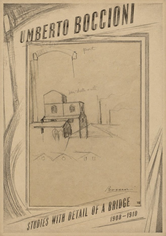 Umberto Boccioni Studies with Detail of a Bridige No6 - Póster