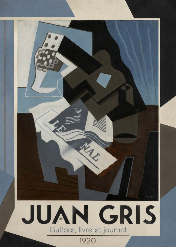 Juan Gris Guitare, Livre Et Journal No1 - Póster