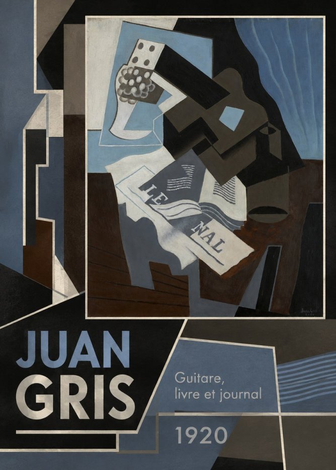 Juan Gris Guitare, Livre Et Journal No4 - Póster