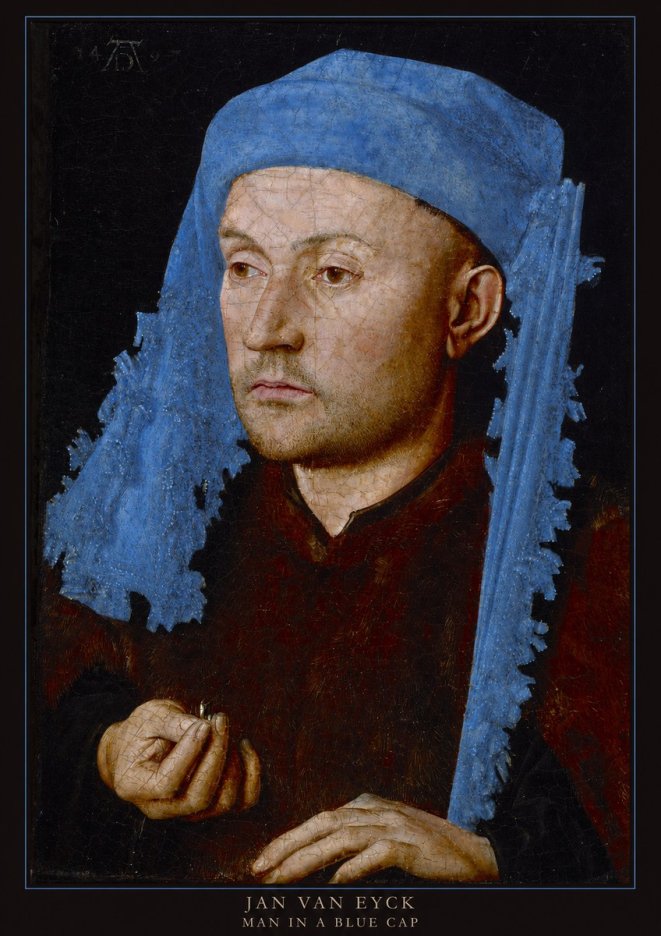Jan van Eyck Man in a Blue Cap I No5 - Póster