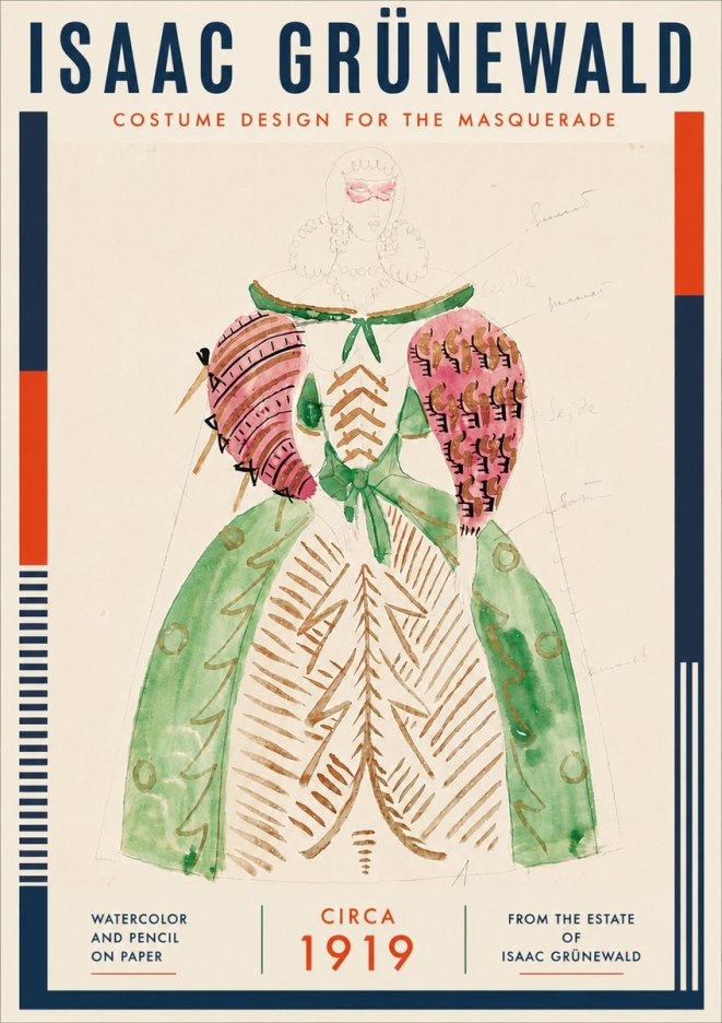 Isaac Grünewald Costume Design for the Masquerade No5 - Póster