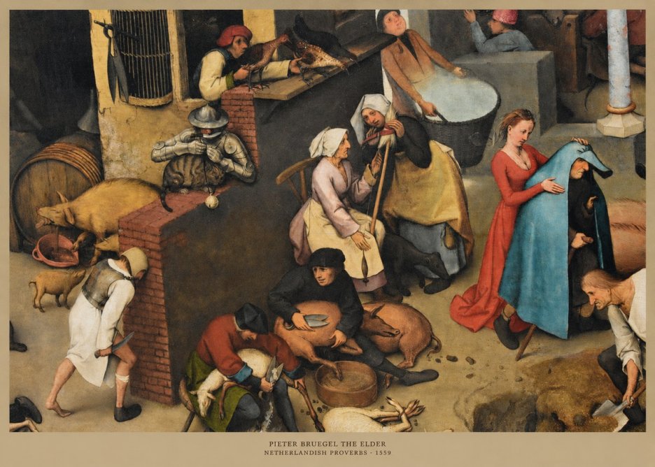 Pieter Bruegel Netherlandish Proverbs VIII No5 - Póster