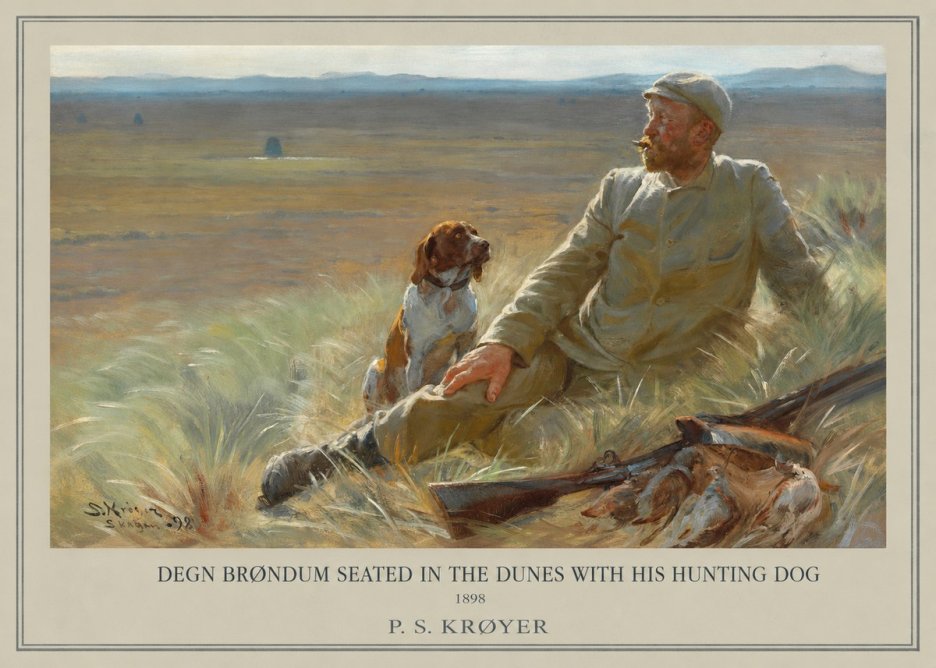 P.S. Krøyer Degn Brøndum Seated in the Dunes with His Hunting Dog No1 - Póster