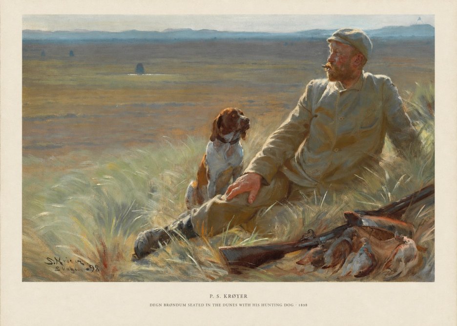 P.S. Krøyer Degn Brøndum Seated in the Dunes with His Hunting Dog No5 - Póster