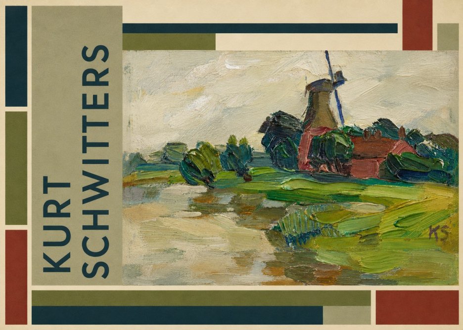 Kurt Schwitters Landscape with Windmill No4 - Póster