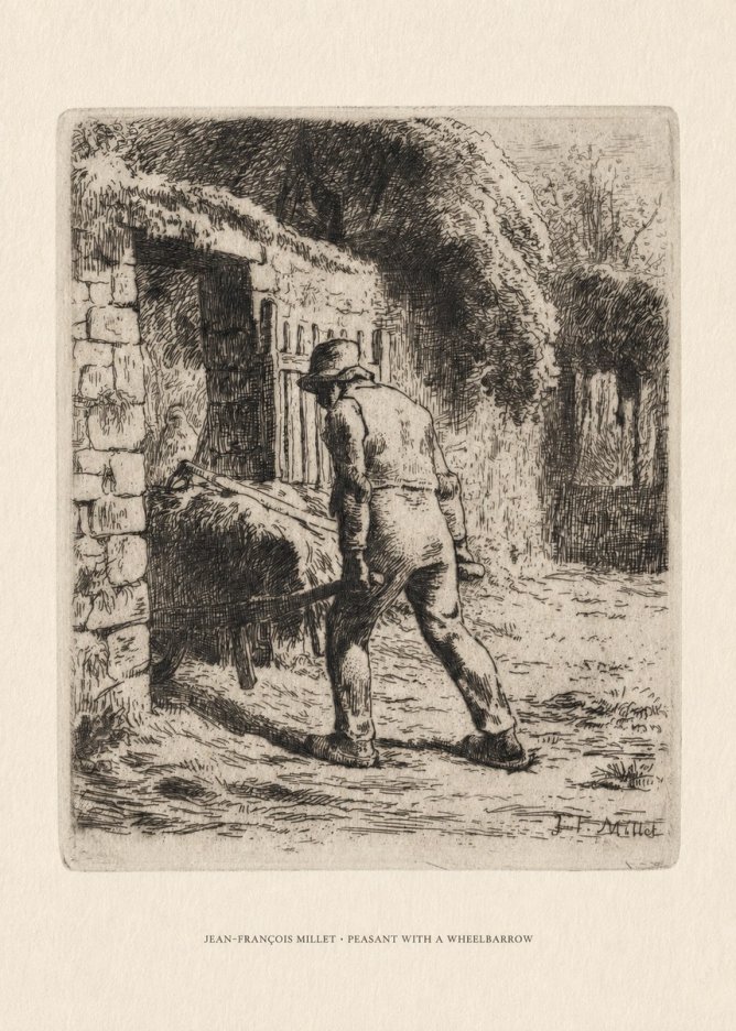 Jean-François Millet Peasant with a Wheelbarrow No6 - Póster