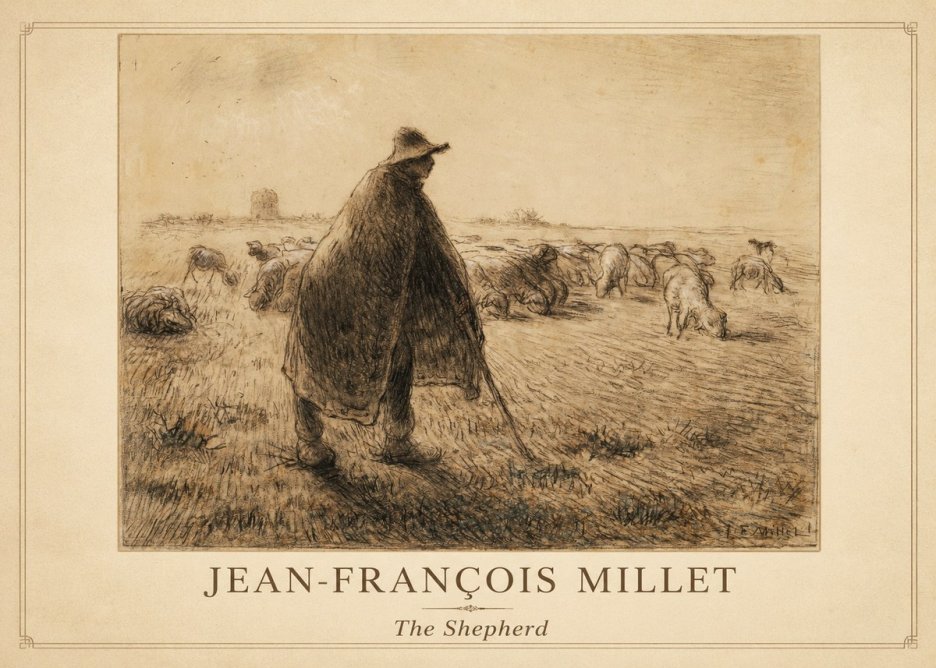Jean-François Millet The Shepherd No1 - Póster