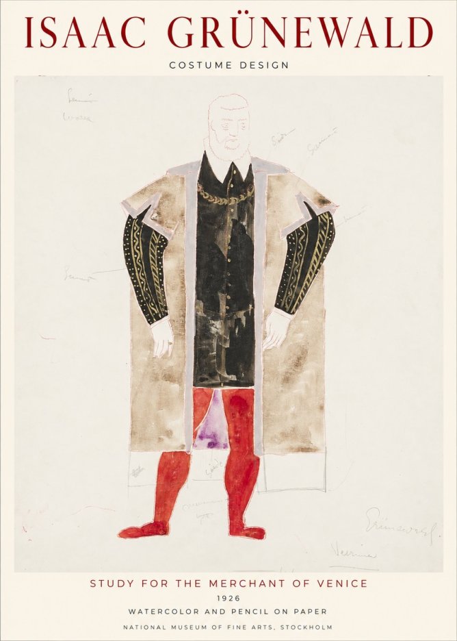 Isaac Grünewald Study for the Merchant of Venice No1 - Póster