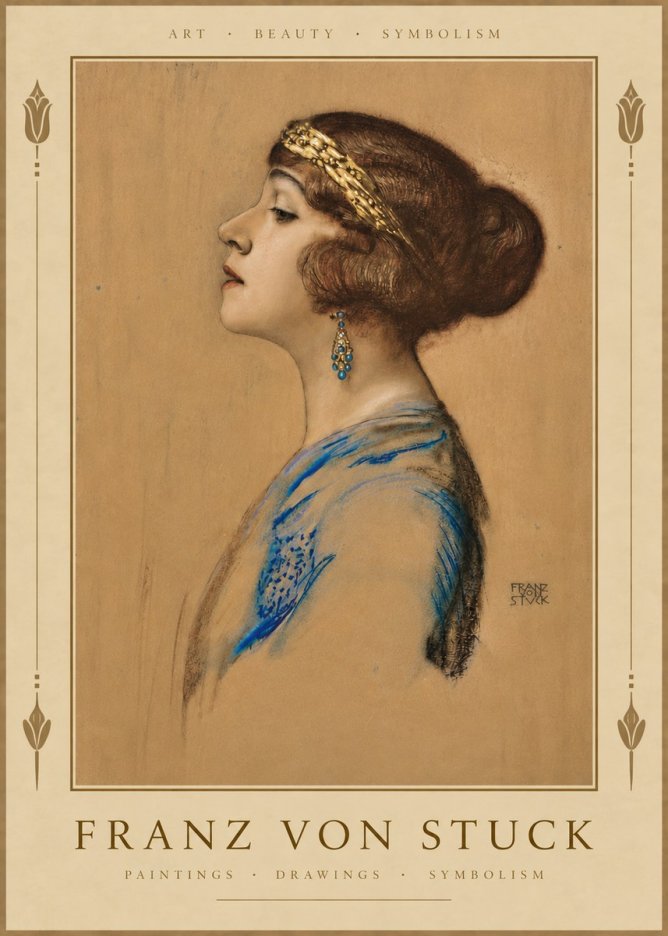 Franz von Stuck Head of a Girl No4 - Póster