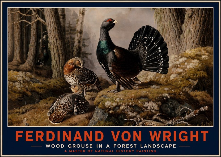 Ferdinand von Wright Wood Grouse in a Forest Landscape No4 - Póster
