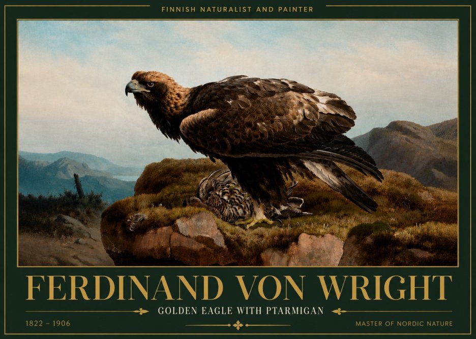Ferdinand von Wright Golden Eagle with Ptarmigan No6 - Póster