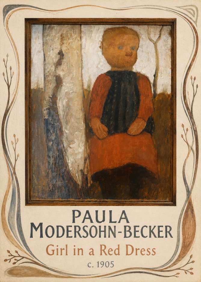 Paula Modersohn-Becker Girl in a Red Dress No3 - Póster