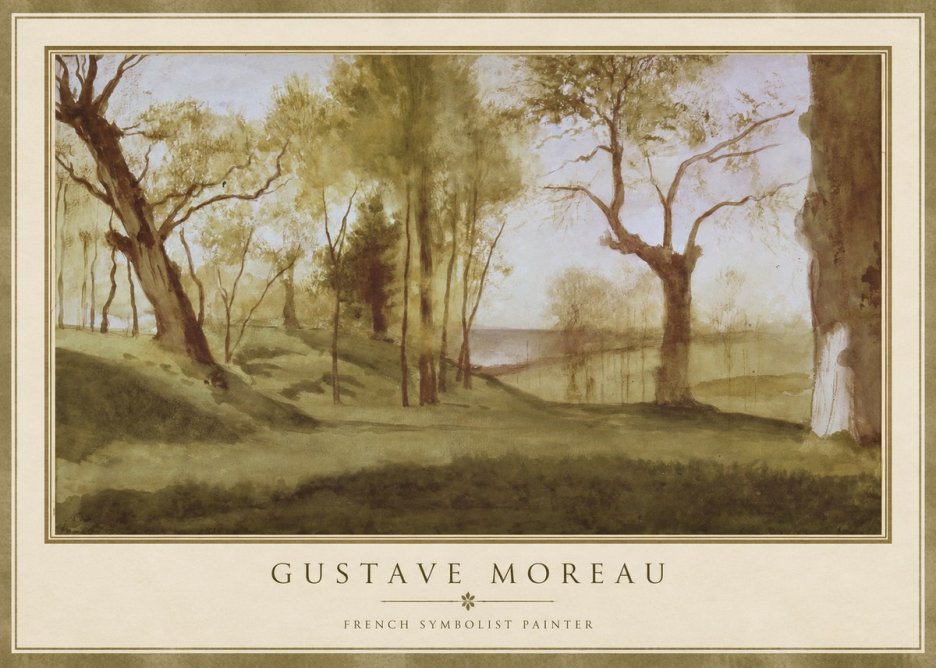 Gustave Moreau Wooded River Landscape No1 - Póster