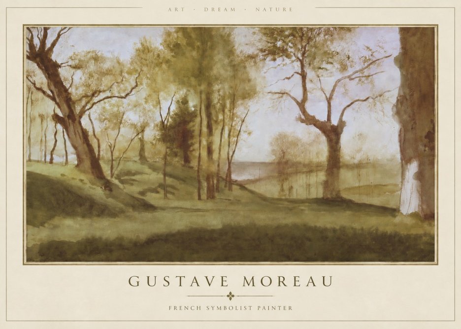 Gustave Moreau Wooded River Landscape No4 - Póster