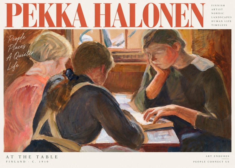 Pekka Halonen At the Table No3 - Póster