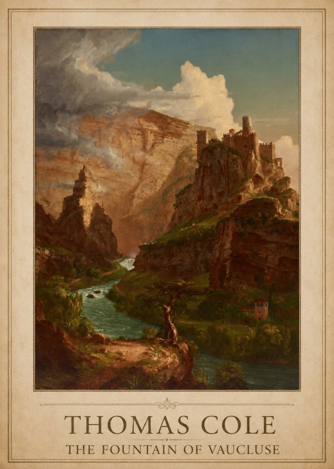 Thomas Cole The Fountain of Vaucluse II No1 - Póster