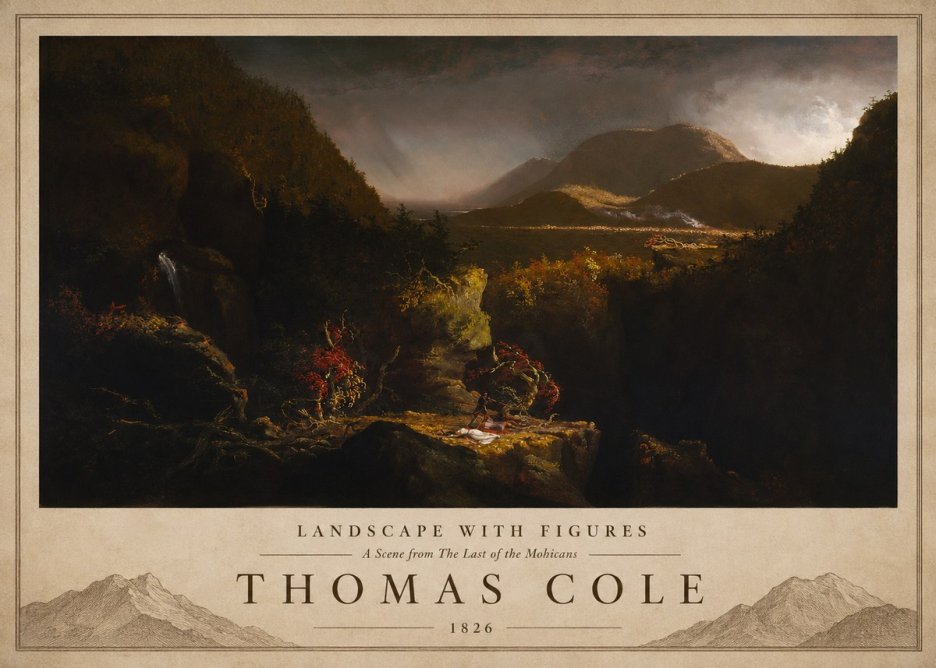 Thomas Cole Landscape with Figures: a Scene from the Last of the Mohicans No3 - Póster