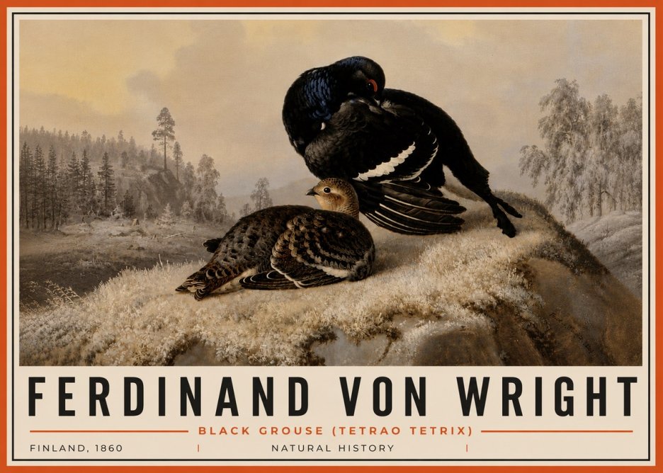 Ferdinand von Wright Black Grouse (Tetrao Tetrix) No6 - Póster