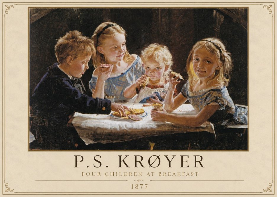 P.S. Krøyer Four Children at Breakfast No2 - Póster