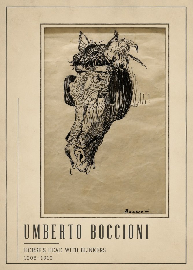 Umberto Boccioni Horse's Head with Blinkers No1 - Póster