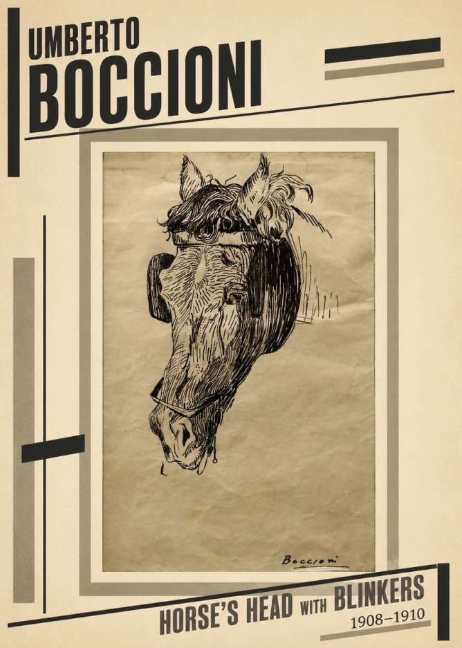 Umberto Boccioni Horse's Head with Blinkers No2 - Póster