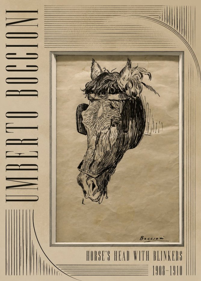 Umberto Boccioni Horse's Head with Blinkers No4 - Póster