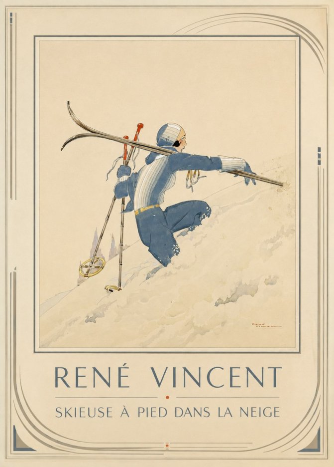 René Vincent Skieuse À Pied Dans La Neige No1 - Póster