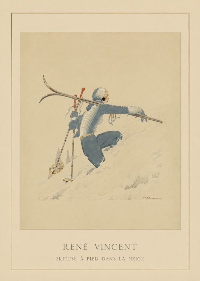 René Vincent Skieuse À Pied Dans La Neige No4 - Póster