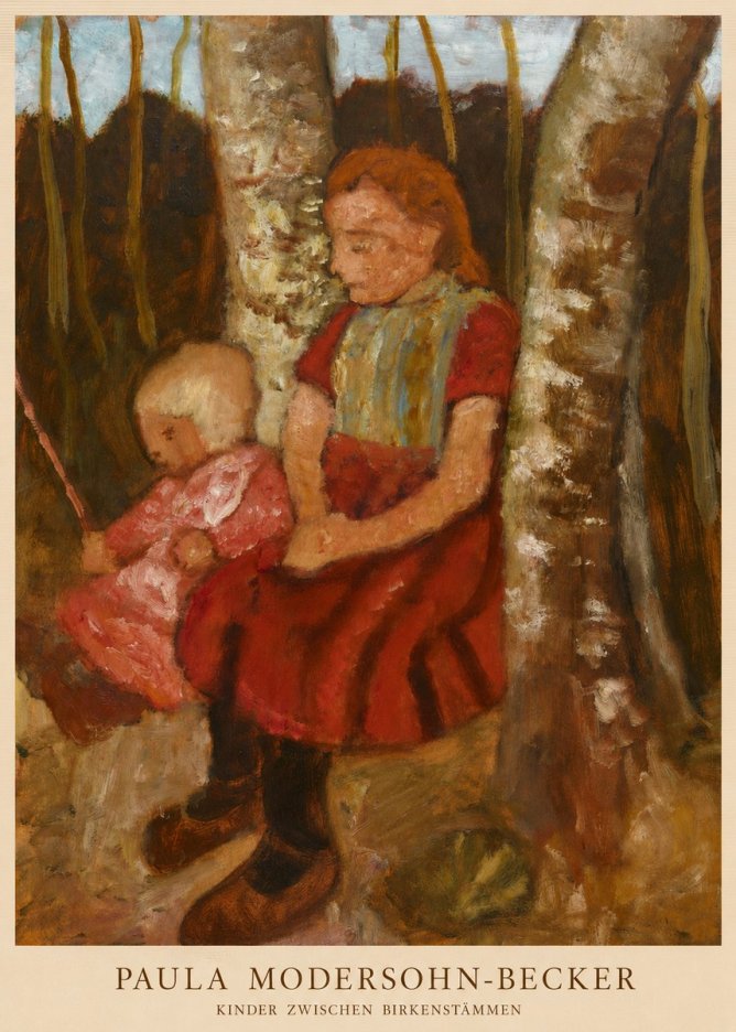 Paula Modersohn-Becker Kinder Zwischen Birkenstämmen No6 - Póster