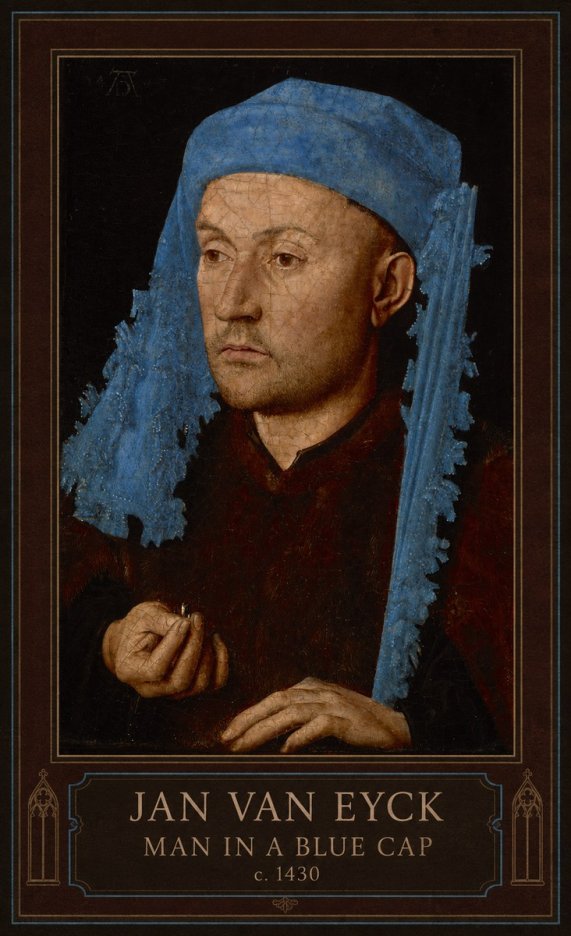 Jan van Eyck Man in a Blue Cap II No1 - Póster