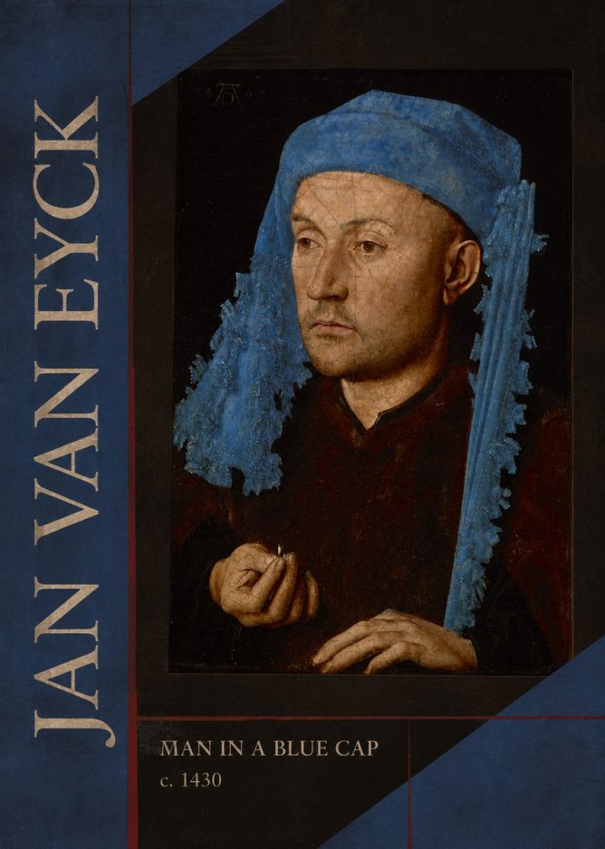 Jan van Eyck Man in a Blue Cap II No5 - Póster