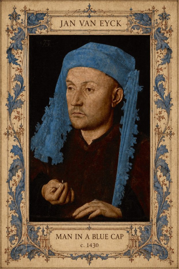 Jan van Eyck Man in a Blue Cap II No6 - Póster
