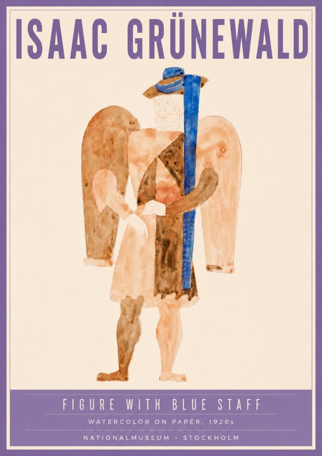 Isaac Grünewald Figure with Blue Staff No4 - Póster