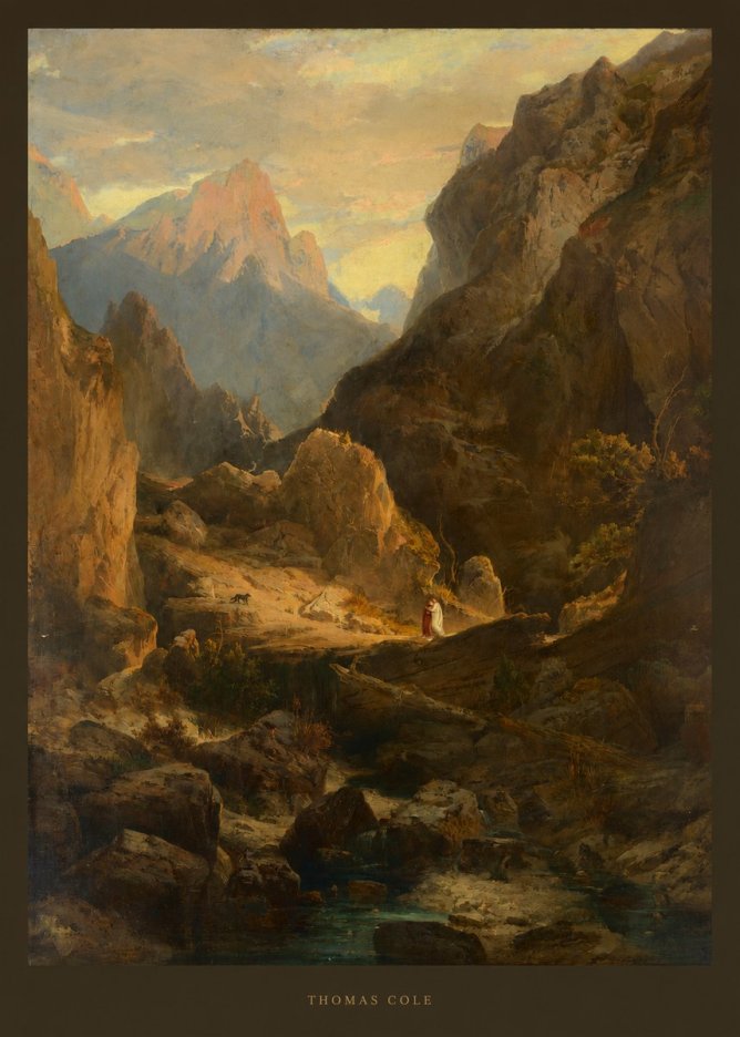 Thomas Cole The Mountain Ford No4 - Póster