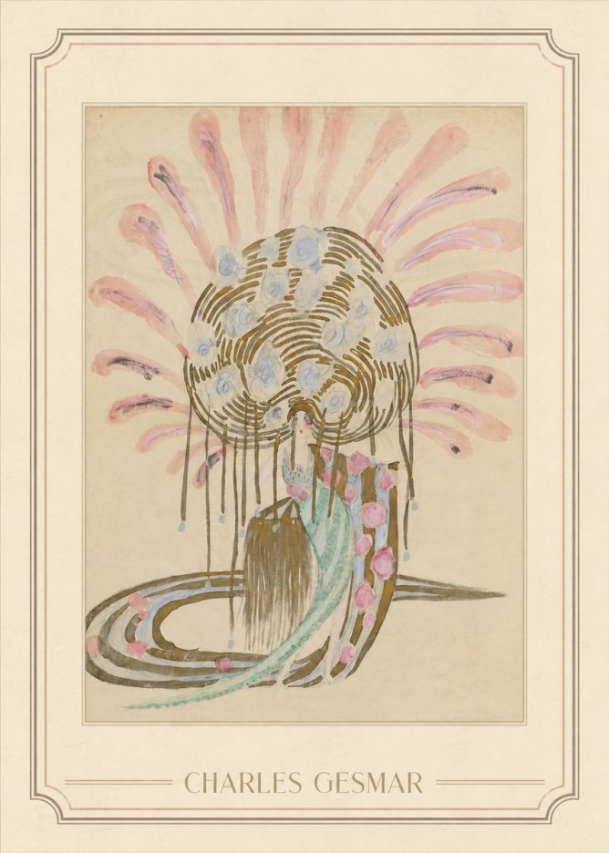Charles Gesmar Woman with Headdress No1 - Póster