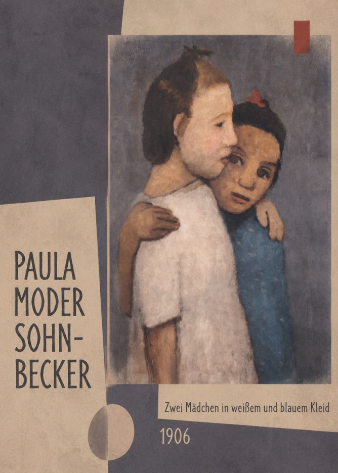 Paula Modersohn-Becker Zwei Mädchen in Weißem Und Blauem Kleid No2 - Póster