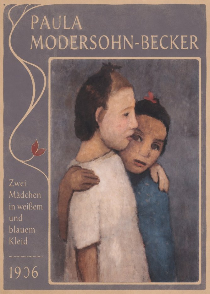 Paula Modersohn-Becker Zwei Mädchen in Weißem Und Blauem Kleid No3 - Póster
