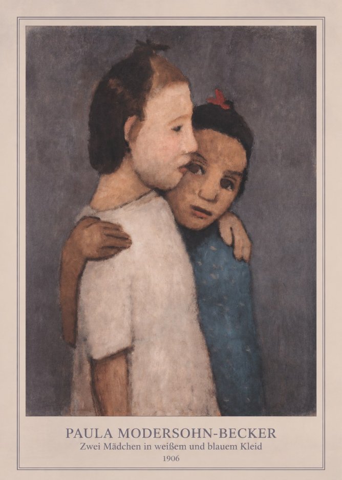 Paula Modersohn-Becker Zwei Mädchen in Weißem Und Blauem Kleid No4 - Póster