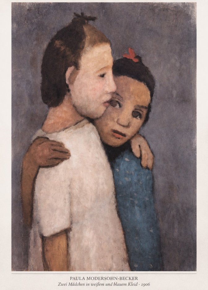 Paula Modersohn-Becker Zwei Mädchen in Weißem Und Blauem Kleid No6 - Póster