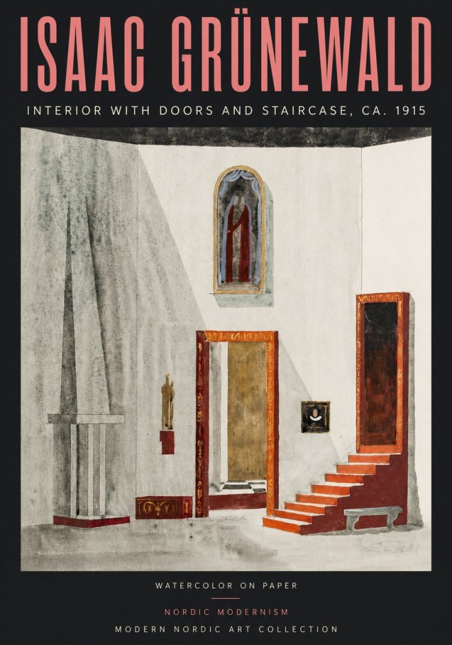 Isaac Grünewald Interior with Doors and Staircase, Ca. 1915 No5 - Póster