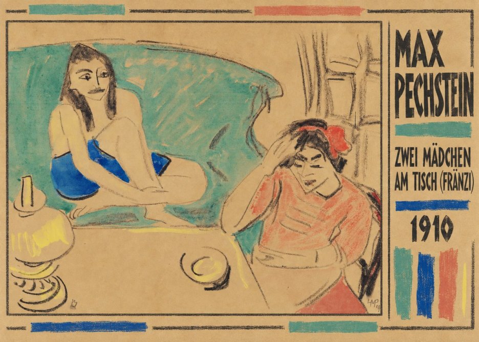 Max Pechstein Zwei Mädchen Am Tisch (Fränzi) No2 - Póster