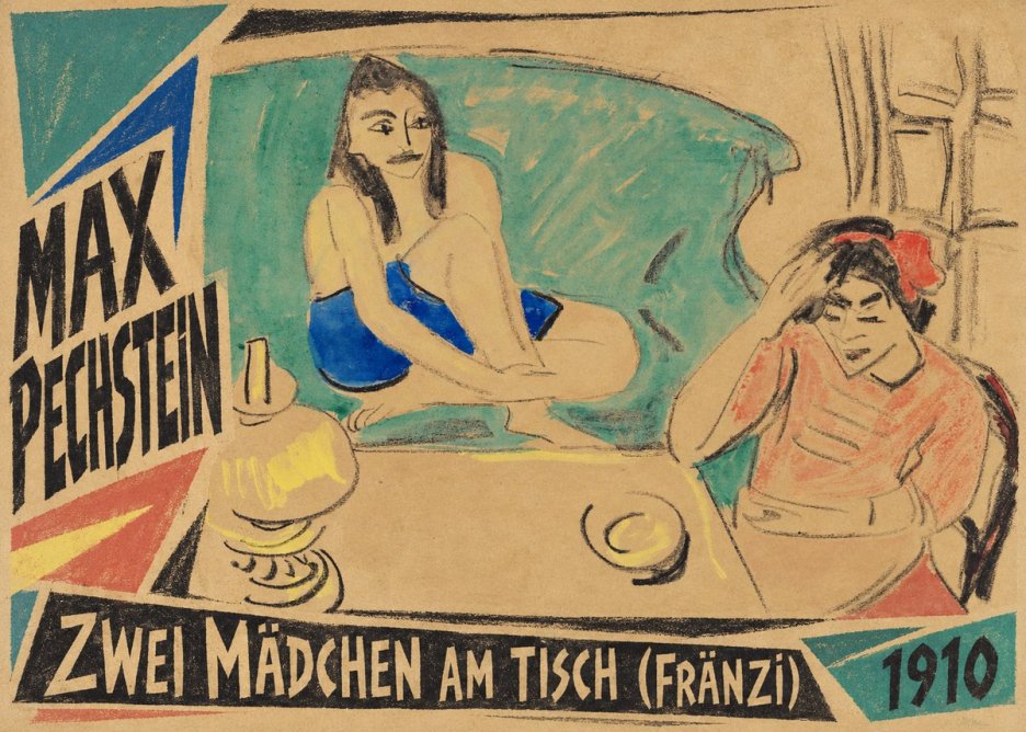 Max Pechstein Zwei Mädchen Am Tisch (Fränzi) No3 - Póster
