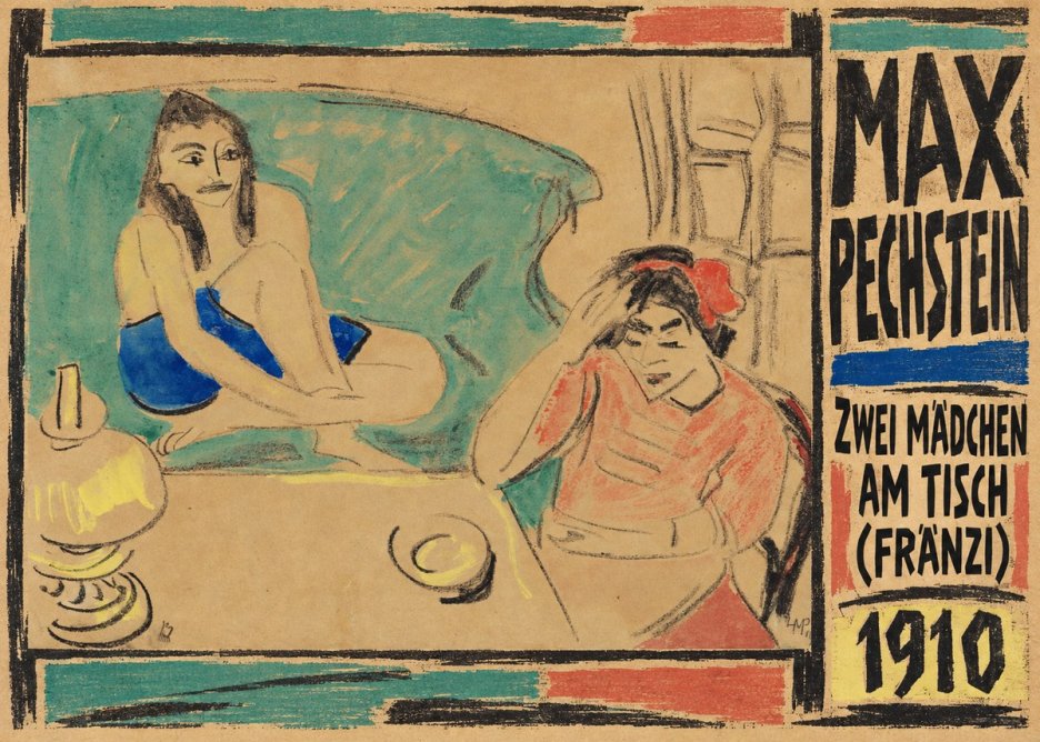 Max Pechstein Zwei Mädchen Am Tisch (Fränzi) No5 - Póster