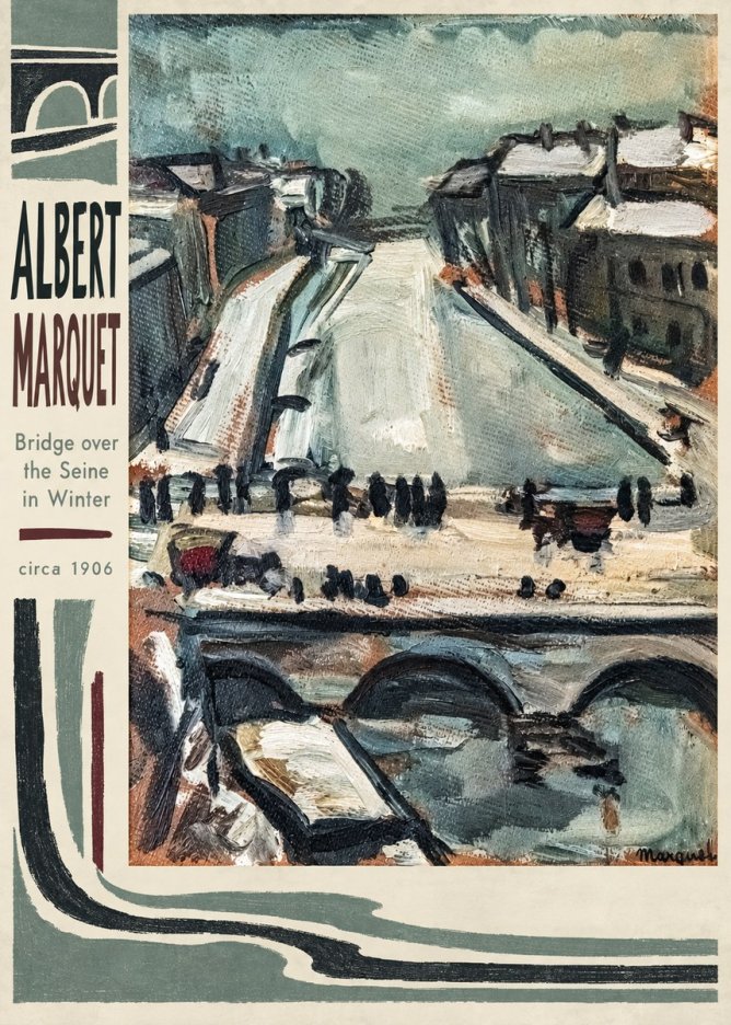 Albert Marquet Bridge over the Seine in Winter No3 - Póster