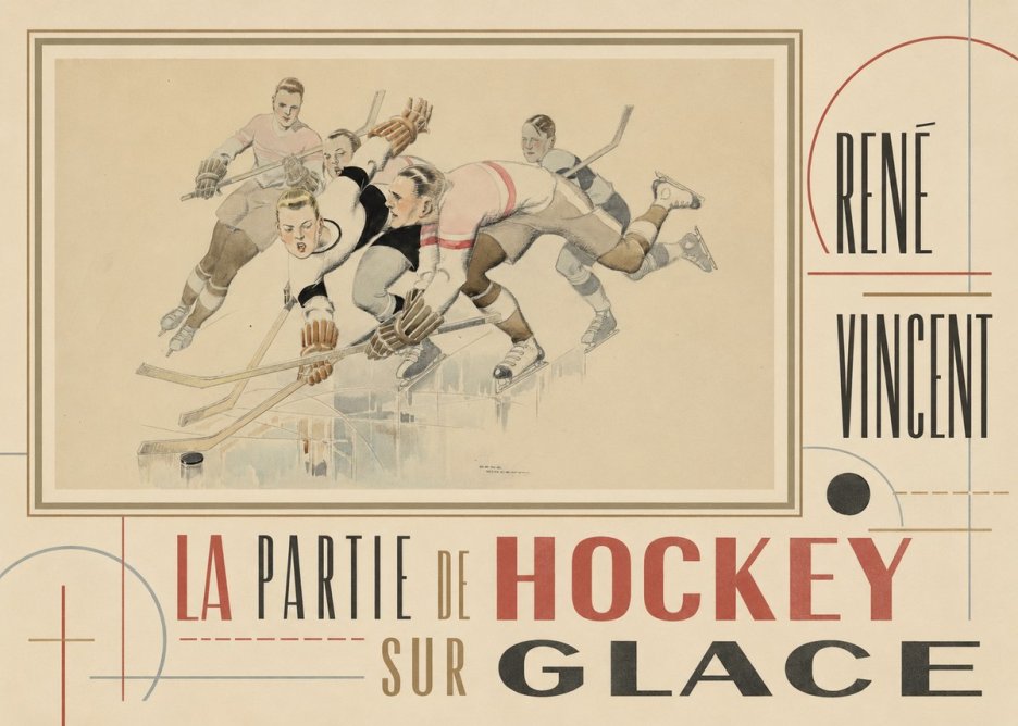 René Vincent La Partie De Hockey Sur Glace No5 - Póster