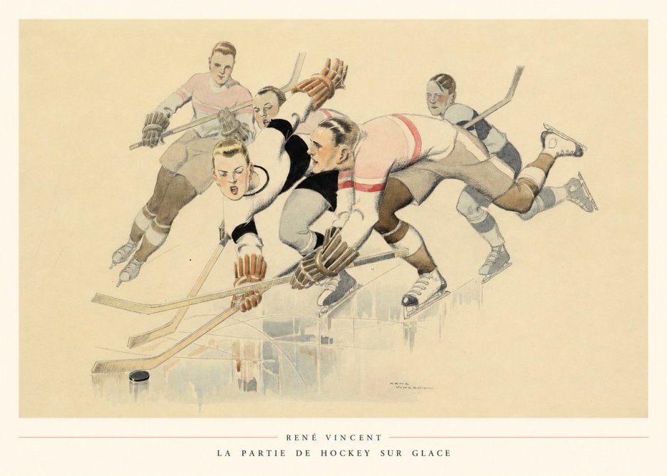René Vincent La Partie De Hockey Sur Glace No6 - Póster